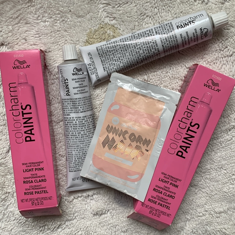 💗Wella Colorcharm Paints Light Pink Set of 2 + Lime Crime Unicorn Hair BUNNY💕